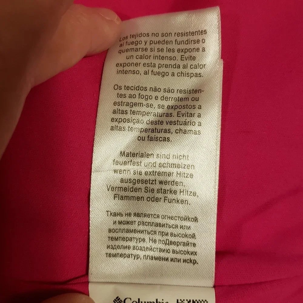 Columbia Girl's Pink Blue Grey Camo Print White Polka Dot Hooded Fleece Jacket L - Picture 5 of 12